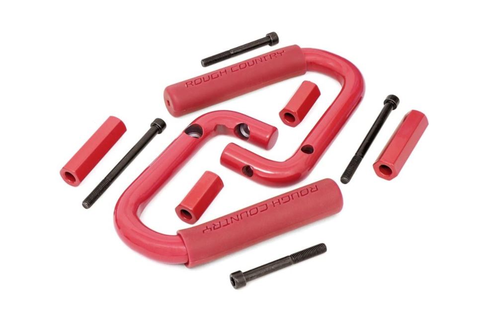 Black & Red Steel Grab Handle Set for 2 Door Jeep Wrangler JK 2007-2017