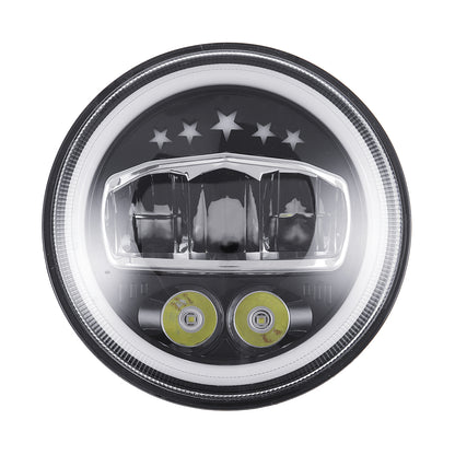 Star Headlight White LED with 2 Colors Ring for Jeep Wrangler JK 2007-2017
