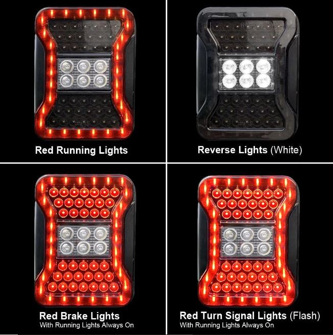 Black or Red LED Tail Light  for Jeep Wrangler JK 2007-2017
