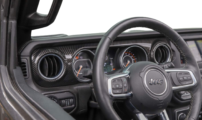 Carbon Fiber Console Dashboard Cover Trim For Jeep Wrangler JL & Gladiator 2018-2024