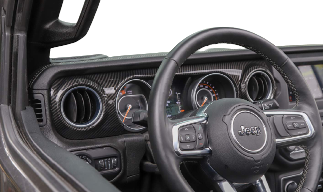 Carbon Fiber Console Dashboard Cover Trim For Jeep Wrangler JL & Gladiator 2018-2025