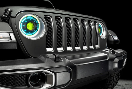 Oracle Headlight White LED With RGB Ring for Jeep Wrangler JL & Gladiator 2018-2025