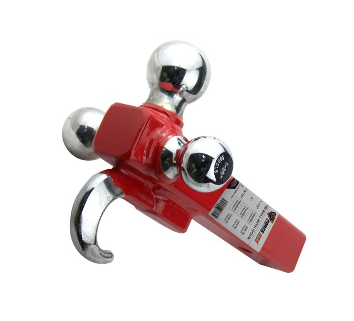 Force USA Tri-Ball Mount with Tow Hook W PIN Black & RED With Chrome