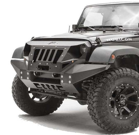 Fab Fours Grumper Full Width Black Front Winch HD Bumper  for Jeep Wrangler JK 2007-2017