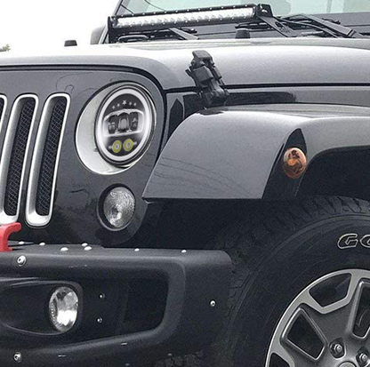 Star Headlight White LED with 2 Colors Ring for Jeep Wrangler JK 2007-2017