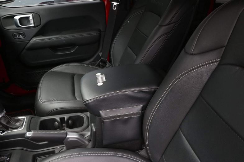Black Leather Armrest Cover with Storage for jeep wrangler JL 2018-2025