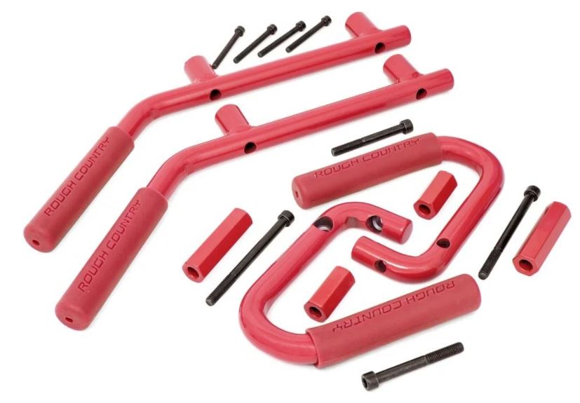 Red Steel Grab Handle Set for 4 Door Jeep Wrangler JK 2007-2017