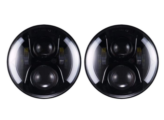 White LED Headlight with 2 Colors Half Ring for Jeep Wrangler JK 2007-2017
