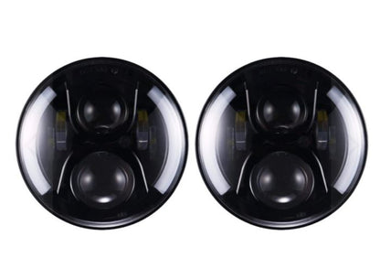 White LED Headlight with 2 Colors Half Ring for Jeep Wrangler JK 2007-2017