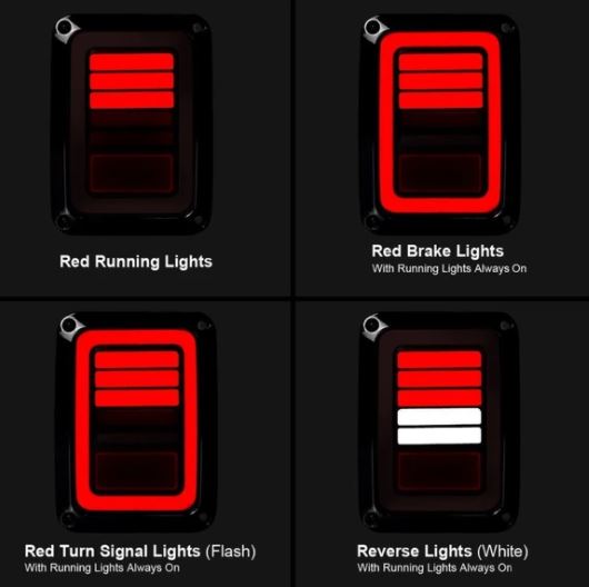 Dark Stripe Battery Style LED Tail Light  for Jeep Wrangler JK 2007-2017