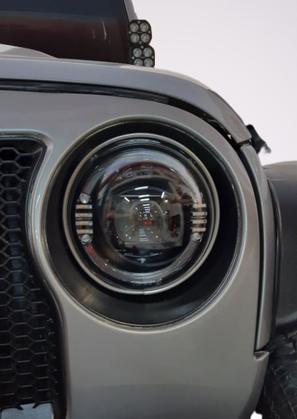 Headlight White LED with Ring for Jeep Wrangler JK 2007-2017