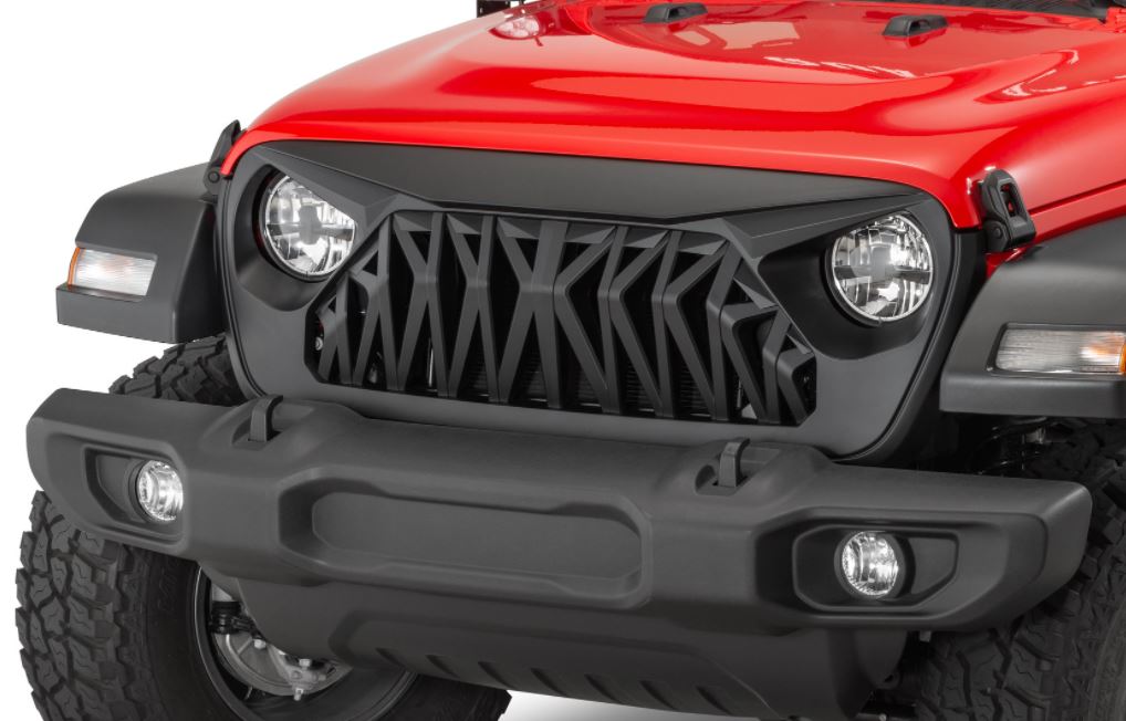 Shark Grille Bumper With LED Lights For 2018-2024 Jeep Wrangler JL & Gladiator JT - Black