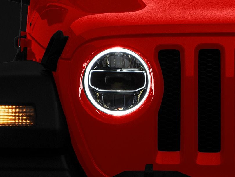 Rubicon Headlight White LED With DRL for Jeep Wrangler JL & Gladiator 2018-2025