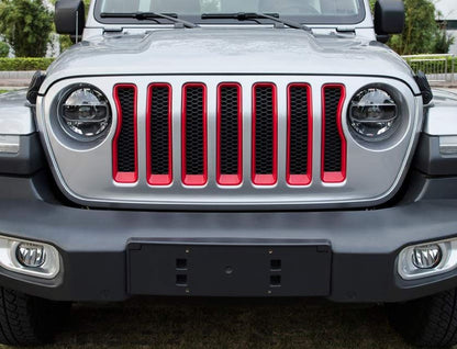 Grill Inserts Cover Black & Red for Jeep Wrangler JL & Gladiator 2018-2023