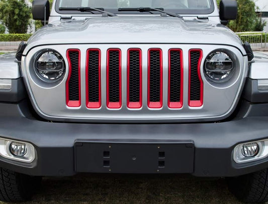 Grill Inserts Cover Black & Red for Jeep Wrangler JL & Gladiator 2018-2023