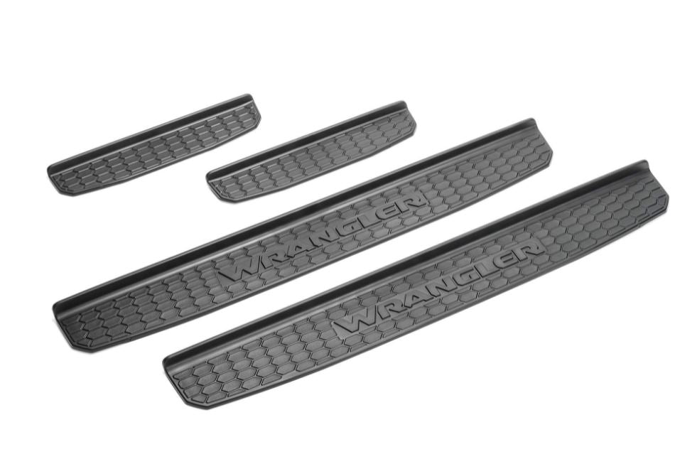 Black & Red Door Sill With Wrangler Logo for Jeep Wrangler JL & Gladiator 2018-2024