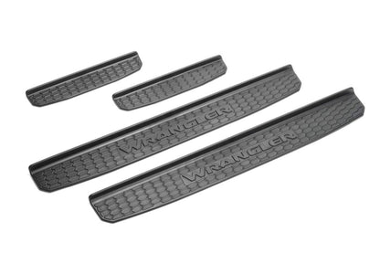 Black & Red Door Sill With Wrangler Logo for Jeep Wrangler JL & Gladiator 2018-2024