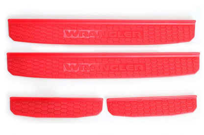 Black & Red Door Sill With Wrangler Logo for Jeep Wrangler JL & Gladiator 2018-2024