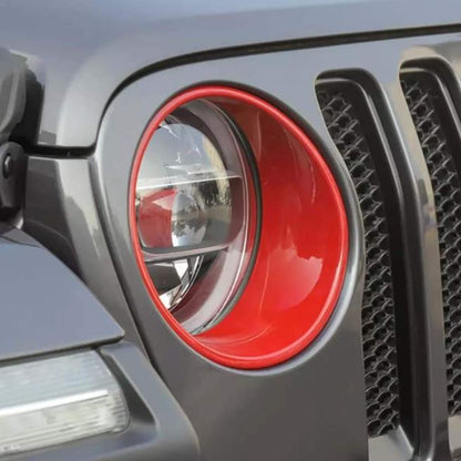 Headlight Cover Black & Red for Jeep Wrangler JL & Gladiator 2018-2023